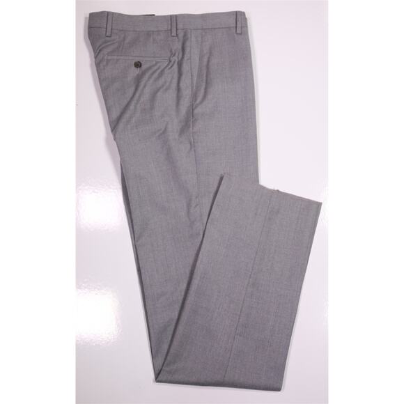 Berle Gray Wool Stretch Flat Front Dress Pants Trousers 34 x unhemmed New - Picture 1 of 9